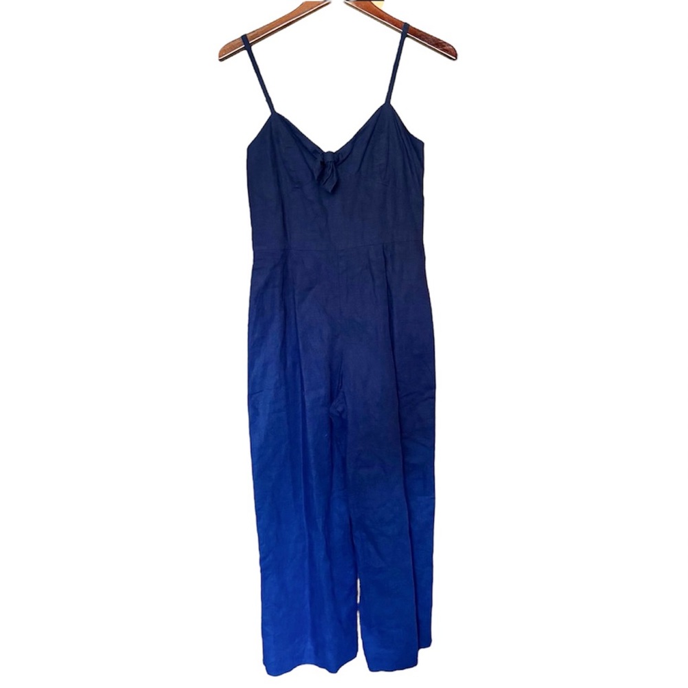 J.Crew Navy Blue Linen Cotton Blend Summer Jumpsuit | size 4